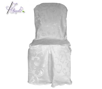 China White Jacquard Polyester Jacquard Chair Covers For Wedding Banquet Chairs for sale