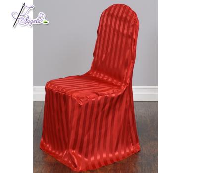 China 100% Polyester Jacquard Damask Red Stripe Chair Covers For Round Lid Standard Banquet Chair for sale