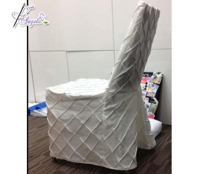 China Jacquard taffeta pintuck chair covers, taffeta chair covers for square top banuqet chairs for sale