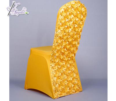 China New Simple Fancy Design Rosette Spandex Chair Cover for Wedding Hotel and Banquet Decoration for sale