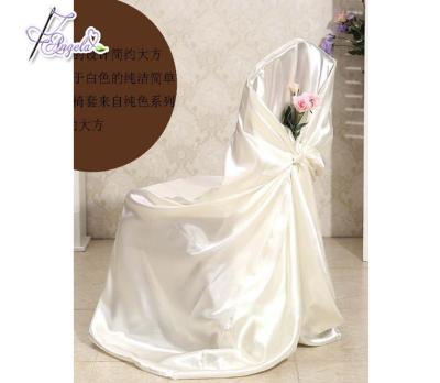 China Simple love satin chair covers in self-tie style for wedding events decorations for sale