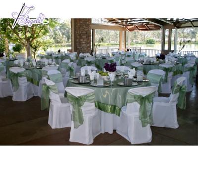 China Simple Basic Poly Miami Chair Covers with Bows, White Chair Covers for Plastic Miami Chairs in Beach Weddings for sale