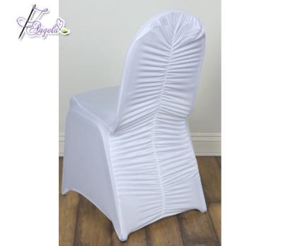 China Plain White Chair Covers For Ruffles Weddings Ruffled Chair Covers With Ruffled Pleat At Back Panel Only for sale