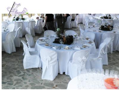 China Single Bistro Chair Covers With Bows , White Chair Covers For Plastic Bistro Chairs In Beach Weddings for sale