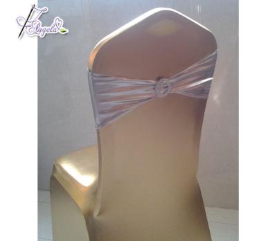 China New Arrival Strong Shiny Metallic Spandex Glitter Elasticity Chair Sash Silver Band With Plastic Buckle for sale