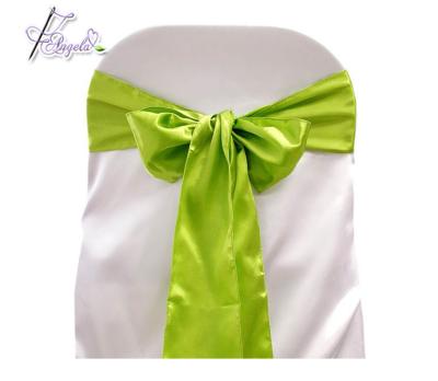 China Plain Sage Green Factory Hot Selling Custom Party and Wedding Decoration Satin Fabric Chair Sashes for sale