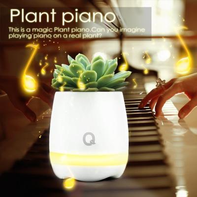 China BT Speaker + Touch Piano Music Smart Gift Flower Pot, Play Piano on Real Plant, Music Flower Pot with BT Speaker and Night Light for sale