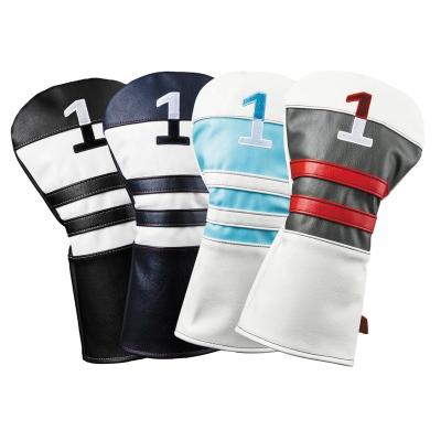 China Protect golf clubs Pu leather golf driver headcover custom design golf headcovers embroidered logo golf club head covers for sale