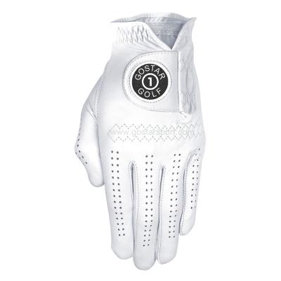 China Customized Classical Feel Golf Glove White Soft Full Color Indonesia Cabretta Leather Golf Glove for sale