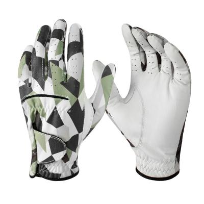 China Customized Classical Feel Golf Glove Premium Grade custom digital printing pattern full cabretta leather golf gloves for sale