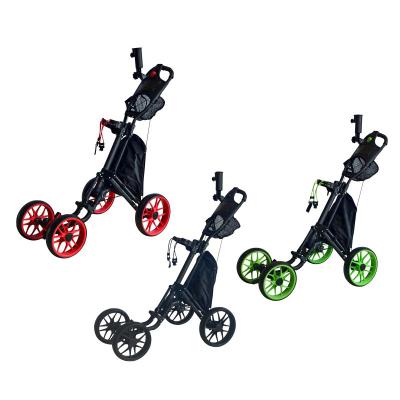 China Golf Trolley Push Cart 4 Wheel Foldable 4 Wheel Outdoor Club Carts Push Pull Golf Trolley For Sale for sale