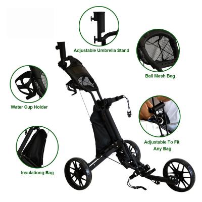 China Aluminum frame with black powder Best Quality Promotional Has Ball Wheels Aluminum Golf Carts Push For Smooth Driving for sale