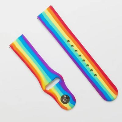 China Popule Rainbow Silicone Watch Bands For Samsung Watch Bands 22mm - 24mm for sale