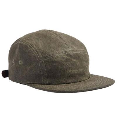 China COMMON Camper Hats Wet Waxed Camp Hat Cotton Canvas 5 Panel Kids Hat for sale