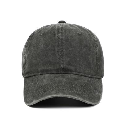 China COMMON 6 Panel Adjustable Washed Cotton Vintage Strap Metal Blank Baseball Cap for sale