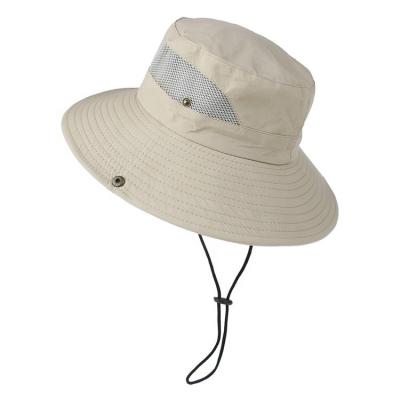 China Hot Selling Custom Made Fishing Hat Mesh Bucket Hat With Picture Nylon String for sale