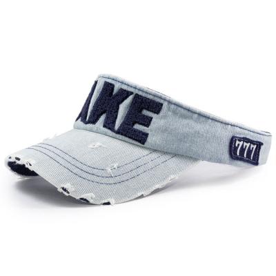 China Picture Custom Design Towel Embroidery Visor Hat Denim Visor Hat for sale