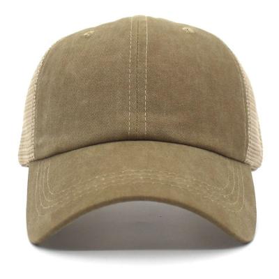 China Wholesale Classic Plain Mesh Cap Washed Cotton Twill Adjustable Empty Trucker Hat COMMON for sale