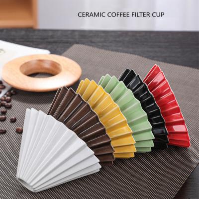 China Sustainable Custom Multicolor Embossed Ceramic v60 Porcelain Coffee Filter Pour Over Coffee Spout for sale