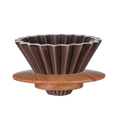 China Coffee Dripper V60 Motor Style Coffee Drip Filter Cup Sustainable Ceramic Coffee Filter Pour Over Dripper for sale