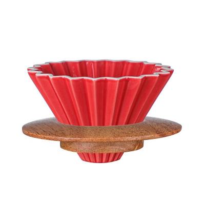 China Sustainable New Arrival Espresso Coffee Filter Cup Ceramic Pour Over Coffee Maker With Stand V60 Funnel Dripper Coffee Accessories for sale