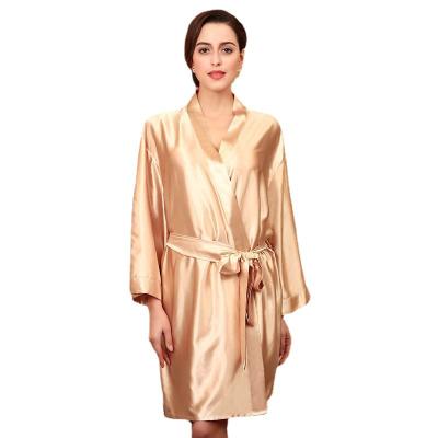 China Autumn Silk Large Size Bathrobe Women's Casual Pajamas Thermal Home Wear Solid Color for sale