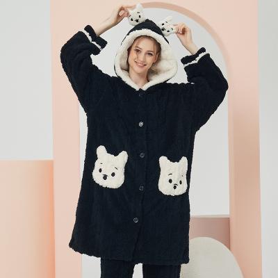 China New Production Cartoon Pocket Breathable Plush And Pajamas Heavy Winter Warm Women Onesie for sale