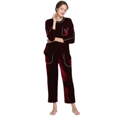 China Autumn And Winter Korean Version QUICK-DRY Home Service Women's Sweater Gold Velvet Pajamas Long Sleeve Thick Casual Suit for sale