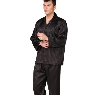 China QUICK DRY Mens Silk Pajamas Spring Long Sleeve Pants Suit Plus Size Housekeeping Clothes for sale