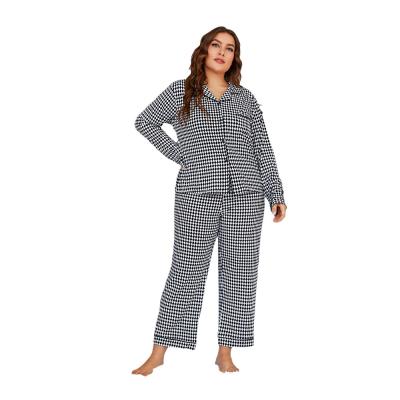 China New Autumn Casual Breathable Turn-Down Collar 2 Piece Sets Long Sleeve Breathable Women Plus Size Sleepwear for sale