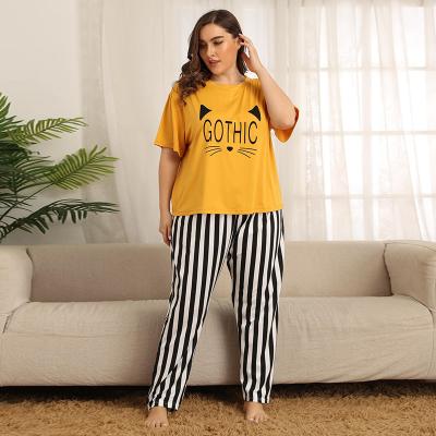 China Breathable Women Casual Polyester Cotton Knitted Plus Size Women Sleepwear for sale