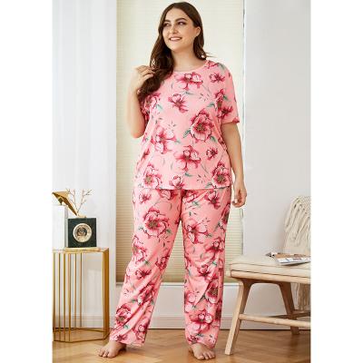 China Breathable Women Casual Polyester Cotton Knitted Plus Size Women Sleepwear for sale