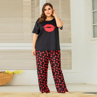 China XL 2XL 3XL 4XL Breathable Women Polyester Casual Cotton Knitted Plus Size Women Sleepwear for sale