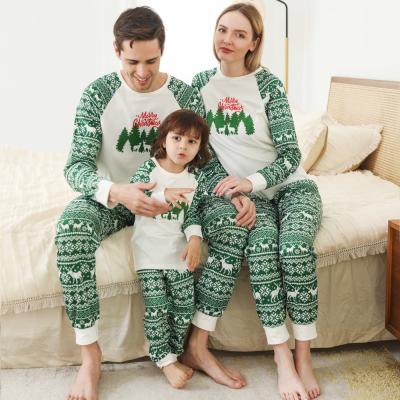 China New Production Winter Thermal Long Sleeve Two Piece Sleepwear Print Knit Christmas Pajamas Family Sets for sale