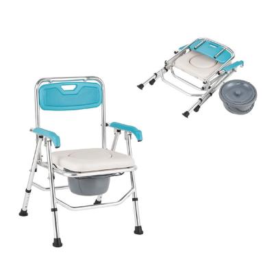 China Durable Medical Equipment Foldable Aluminum Commode Chair With Bedpan à venda