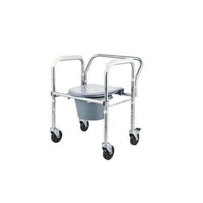 China Medical Commode Chair Foldable Steel Commode Wheel Chair With Bedpan zu verkaufen