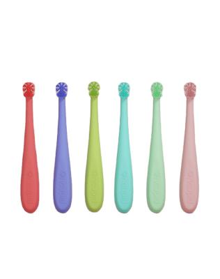 China Collapsible Standard Silicone Kids Toothbrush Baby Training Toothbrush Set For Infant Children Kids for sale