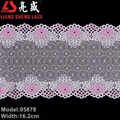 China 05878 Liangsheng Factory Product 16cm Width Elastic Lace For Lingerie Making for sale