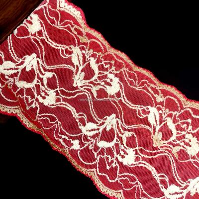 China Elastic nylon breathable lace 08502 15cm red viable for sexy lingerie for sale