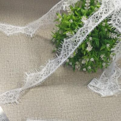 China Viable White Nylon Spandex 3cm Eyelash Lace Trim For Lingerie for sale