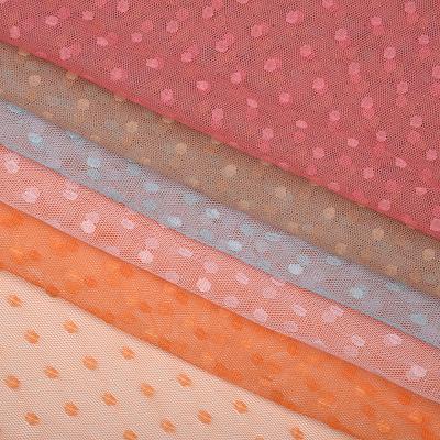 China High Quality 100% Swiss Polka Dot Polyester Viable Flocking Tulle Pattern Printed Mesh Fabric For Dress for sale