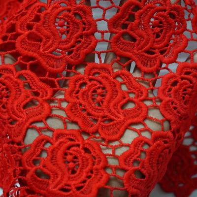 China Sustainable Embroidered Water Soluble Polyester Lace Fabric DIY Handmade Sewing for sale