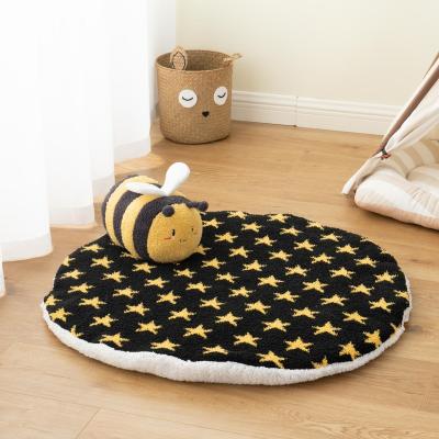 China Breathable Crawling Game Toy Blanket Gym Carpet Floor Blanket Kids Protective Mat Round Ruffled Cushion Soft Anti-Static Play for sale