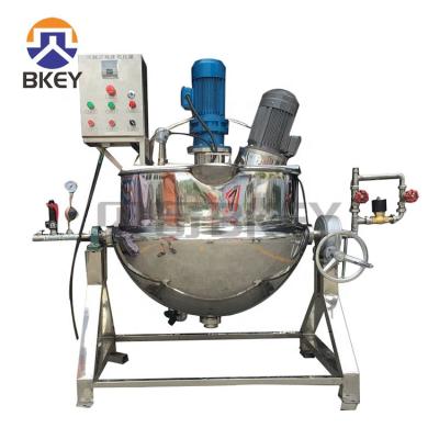 China Vegetable Processing Plant Factory Price Electric Double Jacketed Kettle With Scrap Agitator Double Layer Cooking Kettle With Two Mixer for sale