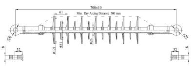 Chine isolateur composé de tension élevée de 36KV 110kN long Rod avec des langues à vendre