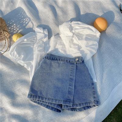 China New Breathable Summer Baby Clothing Kids Clothes Kid Culottes Baby Dresses One-Line Denim Kids Skirts for sale