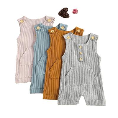 China China Toddler Baby Boy Casual Sleeveless Overalls and Girls Cotton Rompers Infant Jumpsuits with Solid Color for sale