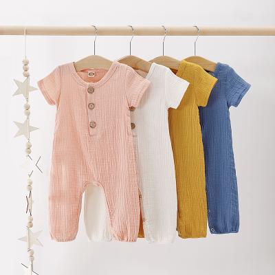 China Casual Shorts Sleeves Infants Toddlers Summer Jumpsuits Babies and Boy's Rompers Canvas Overalls for sale