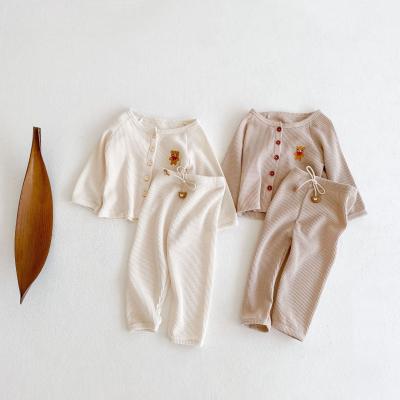 China Children's Breathable Spring And Autumn Clothes Cotton Suit Baby Boy And Girls Underwear Two Piece Set for sale