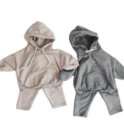 China Anti-wrinkle RTReady To Board Solid Design Sports Equipment Newborn Baby Toddler Casual Clothing 2 Pcs Baby Clothes Set for sale